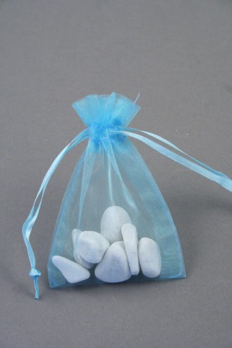 Aquamarine Organza Gift Bag & Wedding Favour Bag. Approx Size 10cm x 7.5cm 