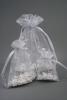 White Organza Gift Bag with Silver Snowflake Print. Size Approx 10cm x 7.5cm. - view 3